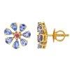 18K Yellow Gold Gold Sapphire,Pink Sapphire,Tanzanite Earrings for women image 2