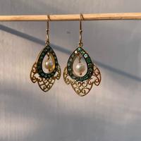 18K Yellow Gold Gold Cultured Freshwater Pearl,Tsavourite Earrings for women image 2