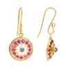 18K Yellow Gold Gold Blue Sapphire,Ruby Earrings for women image 2