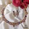 18K Yellow Gold Gold Pink Sapphire,Tanzanite,Diamond Necklace Set for women image 2