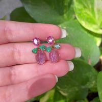 18K Yellow Gold Gold Pink Sapphire,Amethyst,Emerald Earrings for women image 2