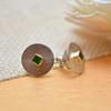 18K Yellow Gold,925 Sterling Silver Gold & Silver Emerald Earrings for women image 2