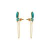 18K Yellow Gold Gold Cultured Button Pearl,Turquoise Earrings for women image 2