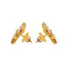 18K Yellow Gold Gold Ruby,Moonstone Earrings for women image 2