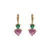 18K Yellow Gold Gold Pink Sapphire,Emerald Earrings for women image 2