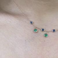 18K Yellow Gold Gold Blue Sapphire,Emerald Chain for women image 2