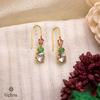18K Yellow Gold Gold Pink Sapphire,Aquamarine,Emerald Earrings for women image 2
