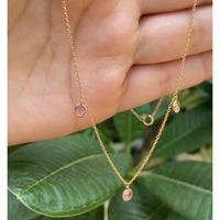 18K Yellow Gold Gold Pink Sapphire Chain for women image 2