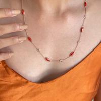 18K Yellow Gold Gold Sapphire,Coral Chain for women image 2