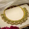 22K Yellow Gold Gold Cultured Rice Pearl,Emerald Necklace Set for women image 2