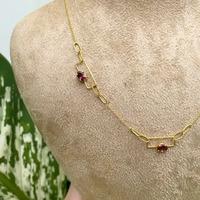 18K Yellow Gold Gold Pink Tourmaline Chain for women image 2