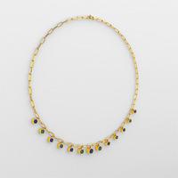 14K Yellow Gold Gold Blue Sapphire,Emerald Chain for women image 2
