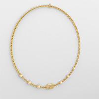 14K Yellow Gold Gold Cultured Freshwater Pearl Chain for women image 2