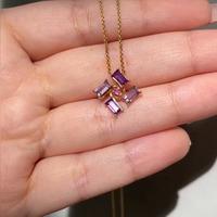 18K Yellow Gold Gold Pink Sapphire,Amethyst Pendants for women image 2