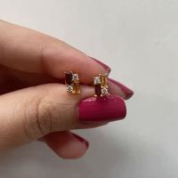 18K Yellow Gold Gold Garnet,Diamond,Citrine Earrings for women image 2