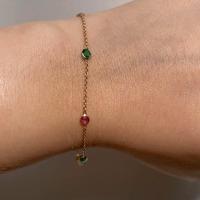 18K Yellow Gold Gold Pink Sapphire,Emerald Bracelets for women image 2