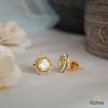 22K Yellow Gold Gold Cultured Freshwater Pearl,Diamond Earrings for women image 2