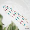 18K Yellow Gold Gold Pink Tourmaline,Turquoise Chain for women image 2