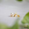 18K Yellow Gold Gold Cultured Button Pearl,Diamond Earrings for women image 2