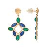18K Yellow Gold Gold Blue Sapphire,Emerald Earrings for women image 3