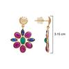 18K Yellow Gold Gold Ruby,Blue Sapphire,Emerald Earrings for women image 3