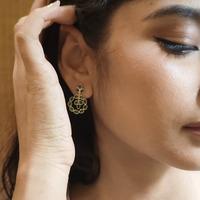 18K Yellow Gold Gold Emerald Earrings for women image 3