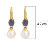 925 Sterling Silver Silver Synthetic Pearl,Tanzanite Earrings for women image 3