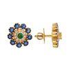 18K Yellow Gold Gold Blue Sapphire,Diamond,Emerald Earrings for women image 3