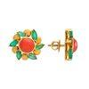 18K Yellow Gold Gold Coral,Emerald Earrings for women image 3
