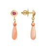 18K Yellow Gold Gold Ruby,Coral Earrings for women image 3