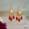 18K Yellow Gold Gold Diamond,Coral Earrings for women image 3