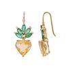 18K Yellow Gold Gold Emerald,Topaz Earrings for women image 3