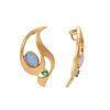 18K Yellow Gold Gold Opal,Emerald Earrings for women image 3