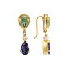 18K Yellow Gold Gold Cultured Freshwater Pearl,Blue Sapphire,Emerald Earrings for women image 3