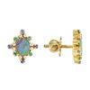 18K Yellow Gold Gold Diamond,Opal,Blue Sapphire,Emerald Earrings for women image 3