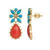 18K Yellow Gold Gold Turquoise,Diamond,Coral Earrings for women image 3
