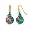 18K Yellow Gold,925 Sterling Silver Silver,Gold Printed Bead,Emerald Earrings for women image 3