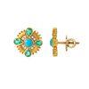 18K Yellow Gold Gold Diamond,Turquoise,Emerald Earrings for women image 3