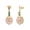 18K Yellow Gold Gold Emerald,Mother Of Pearl Earrings for women image 3