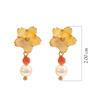 18K Yellow Gold Gold Mother Of Pearl,Pearl,Coral Earrings for women image 3