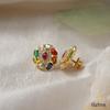 18K Yellow Gold Gold Navratna Stones,Diamond Earrings for women image 3