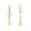 18K Yellow Gold Gold Emerald,Coral Earrings for women image 3