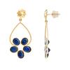 18K Yellow Gold Gold Blue Sapphire Earrings for women image 3
