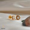 18K Yellow Gold Gold Cultured Button Pearl Earrings for women image 3