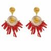 18K Yellow Gold,925 Sterling Silver Silver,Gold Cultured Freshwater Pearl,Coral Necklace Set for women image 3