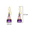 18K Yellow Gold Gold Pink Sapphire,Blue Sapphire,Amethyst Earrings for women image 3