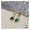 18K Yellow Gold Gold Opal,Emerald Earrings for women image 3