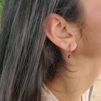 18K Rose Gold Pink Gold Ruby Earrings for women image 3
