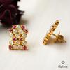 18K Yellow Gold Gold Ruby,Moonstone Earrings for women image 3