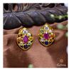 22K Yellow Gold Gold Navratna Stones,Diamond Earrings for women image 3